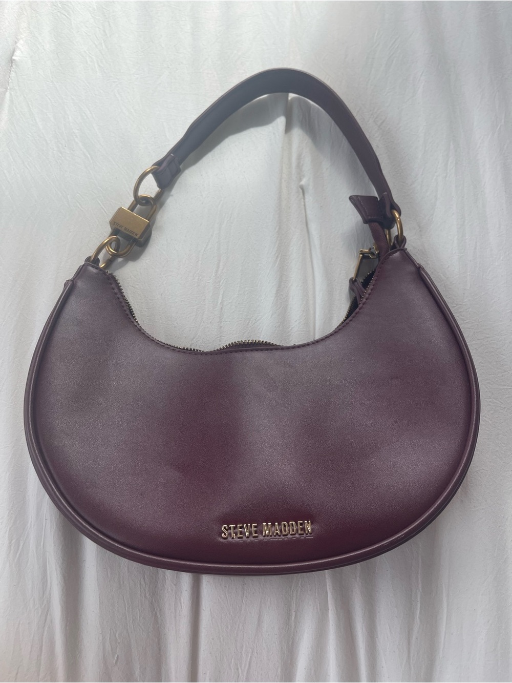 Steve Madden Plum Crescent Shoulder Bag with Gold Hardware